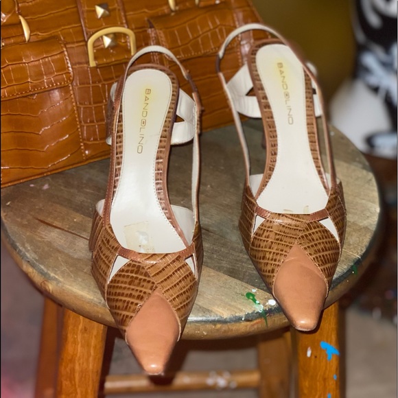 Bandolino Brown Kitten Heel Slingbacks 2 inch heel size 7 Women - Picture 4 of 11